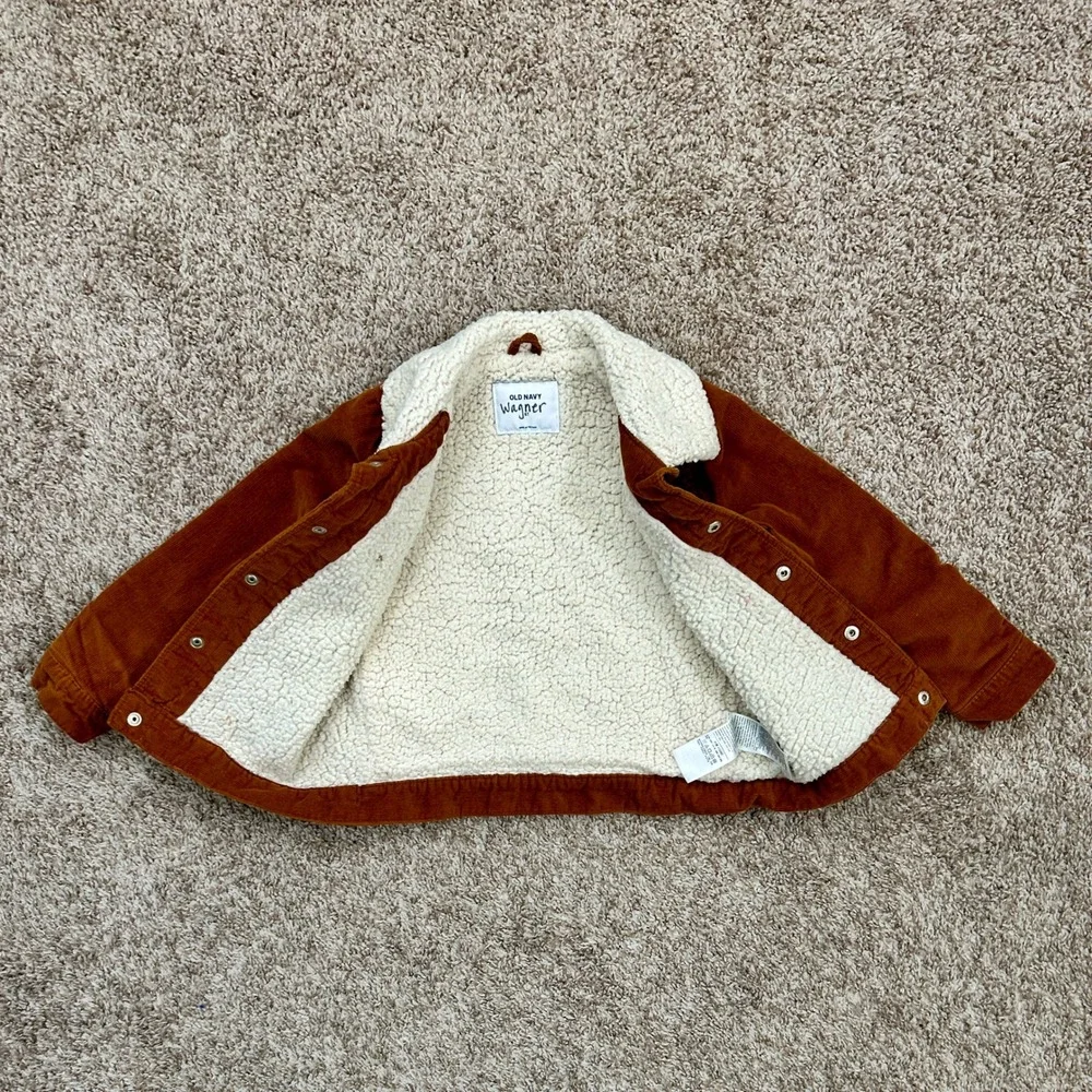 Old Navy Kids Corduroy Sherpa‎ Lined Trucker Jacket I Rust I Size 5T